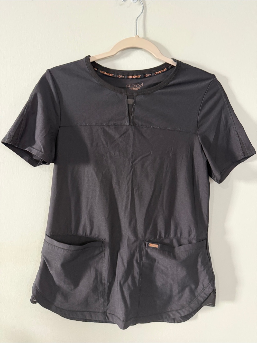 Cherokee Form Women's Black Short Sleeve Medical Scrub Top